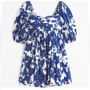 Abercrombie & Fitch Emerson Smocked Poplin Puff Sleeve Mini Dress floral medium